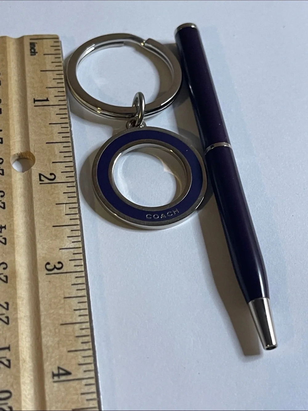 Coach Deep Purple Enamel Keyring Charm and Coach Pen